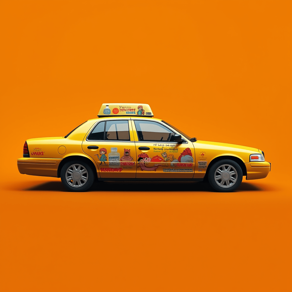 Publicité Sur Taxi , publicité sur taxis Marrakech , publicité taxi , taxi pub , street marketing